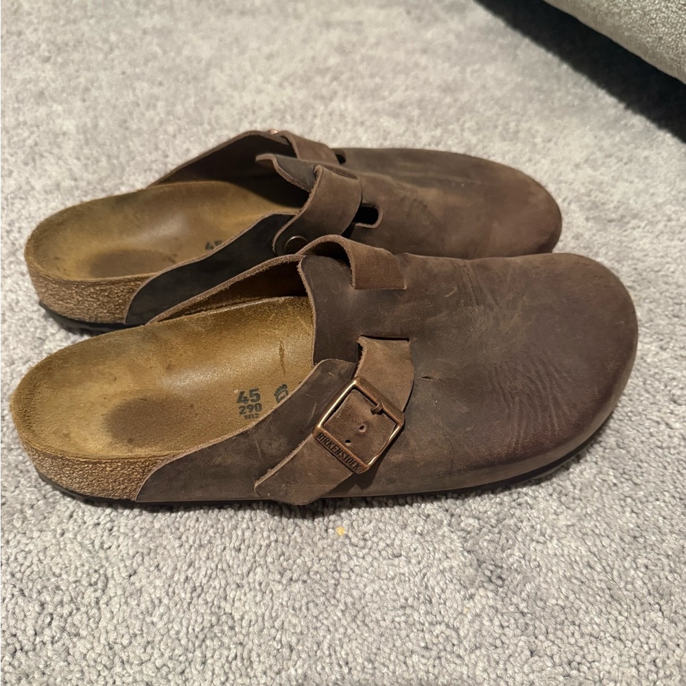 Brown Leather Birkenstocks Clogs